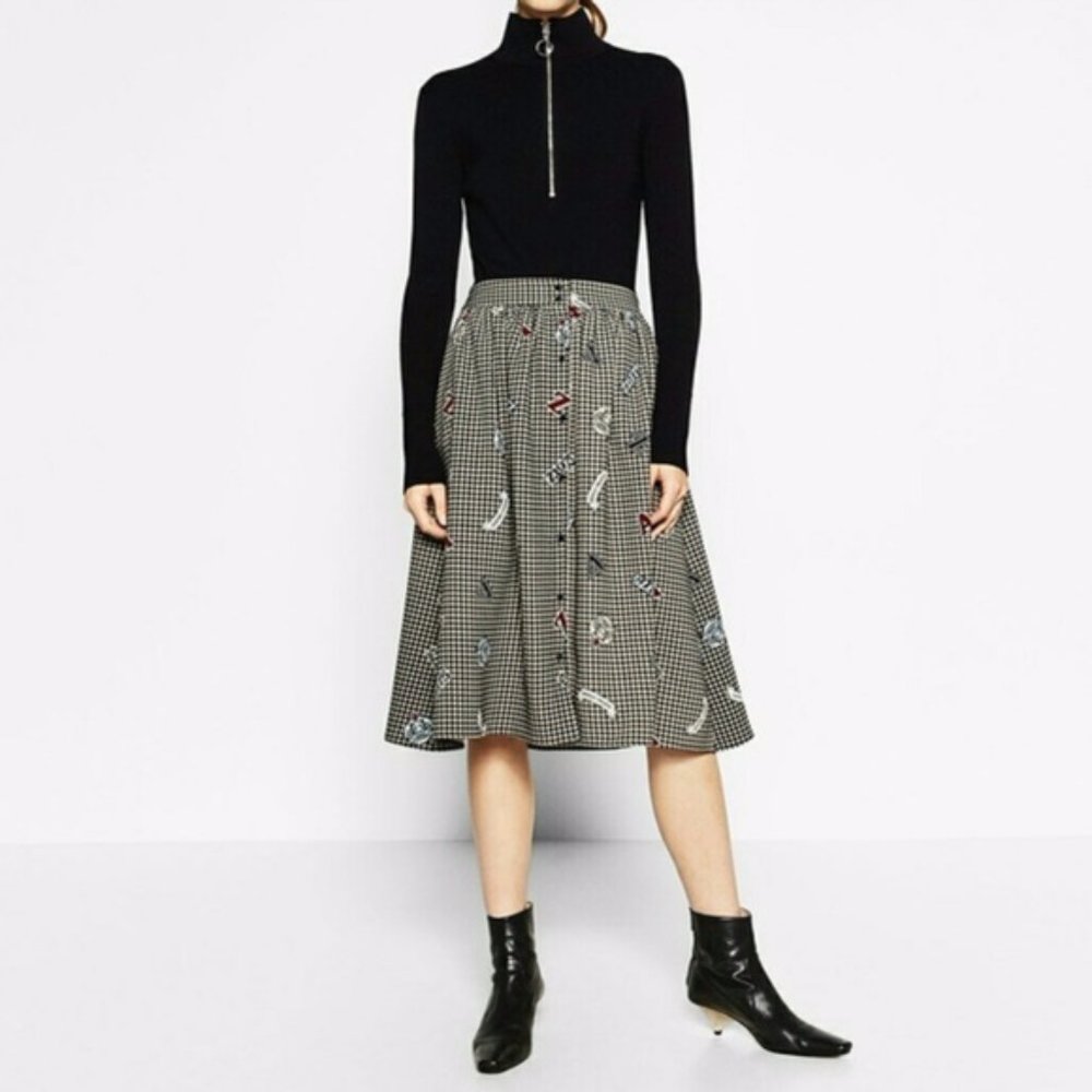 Zara Midi Z1975 Checkered skirt